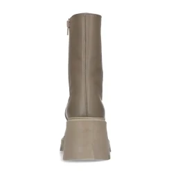 Taupe Leren Boots Met Chunky Hak^Sacha Outlet