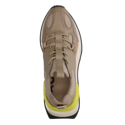 Taupe Leren Sneakers Met Limegroen Detail^Sacha Cheap