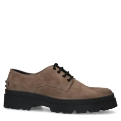 Taupe Suede Chunky Veterschoenen^Sacha Shop