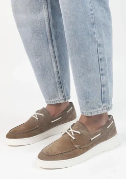 Taupe Suede Veterschoenen^Sacha Discount