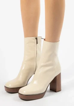 Witte Enkellaarsjes Met Blokhak^Sacha Outlet