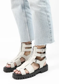 Witte Leren Chunky Sandalen^Sacha Best Sale
