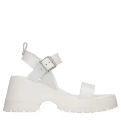 Witte Leren Chunky Sandalen^Sacha Fashion