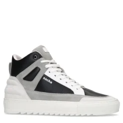 Witte Leren Hoge Sneakers Met Suede Details^Sacha Fashion