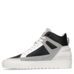 Witte Leren Hoge Sneakers Met Suede Details^Sacha Fashion