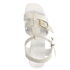 Witte Leren Sandalen Met Plateau Hak^Sacha New