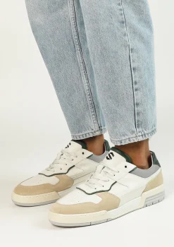 Witte Leren Sneakers Met Groene Details^Sacha Flash Sale