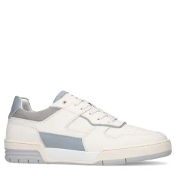 Witte Leren Sneakers Met Blauwe Details^Sacha Sale