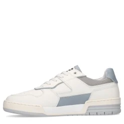 Witte Leren Sneakers Met Blauwe Details^Sacha Sale