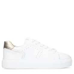 Witte Leren Sneakers Met Goudkleurig Detail^Sacha Cheap
