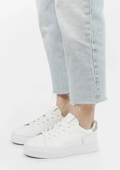 Witte Leren Sneakers Met Goudkleurig Detail^Sacha Cheap