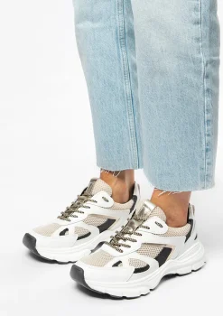 Witte Marathon Sneakers Met Zwarte Glitter Details^Sacha Fashion