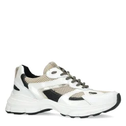 Witte Marathon Sneakers Met Zwarte Glitter Details^Sacha Fashion