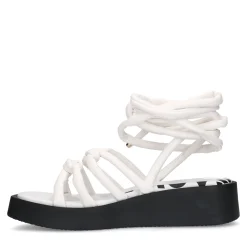Witte Plateau Sandalen Met Strikveters^Sacha Discount