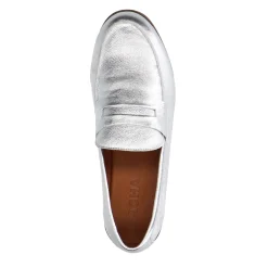 Zilveren Leren Penny Loafers^Sacha Shop