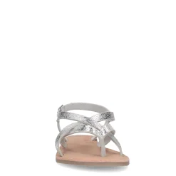 Zilveren Leren Sandalen Met Gekruiste Bandjes^Sacha Fashion