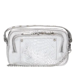 Zilveren Metallic Leren Crossbody Tas^Sacha Shop