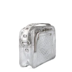 Zilveren Metallic Leren Crossbody Tas^Sacha Shop