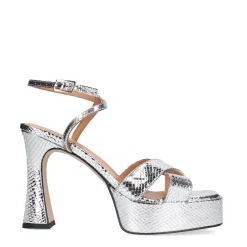 Zilveren Metallic Platform Sandalen Met Hak^Sacha Fashion