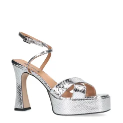Zilveren Metallic Platform Sandalen Met Hak^Sacha Fashion
