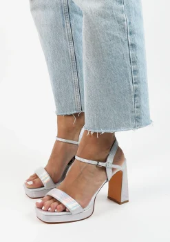 Zilveren Metallic Sandalen Met Hak^Sacha Flash Sale