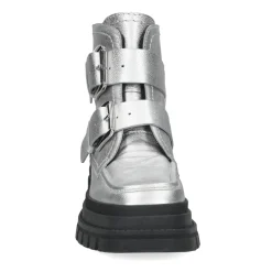 Zilverkleurige Biker Boots Met Gespen^Sacha Fashion