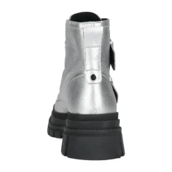 Zilverkleurige Biker Boots Met Gespen^Sacha Fashion