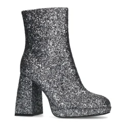 Zilverkleurige Glitter Enkelboots Met Hak^Sacha New