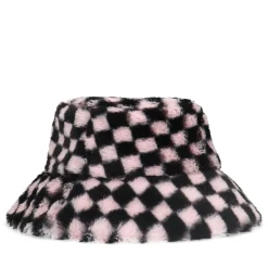 Zwarte Checker Bucket Hat Van Imitatiebont^Sacha Cheap
