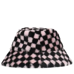 Zwarte Checker Bucket Hat Van Imitatiebont^Sacha Cheap