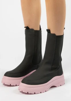Zwarte Chelsea Boots Met Roze Zool^Sacha Cheap