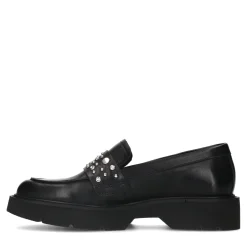 Zwarte Chunky Loafers Met Zilverkleurige Studs^Sacha Fashion