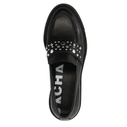 Zwarte Chunky Loafers Met Zilverkleurige Studs^Sacha Fashion