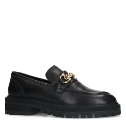 Zwarte Chunky Loafers Met Goudkleurige Chain^Sacha Best
