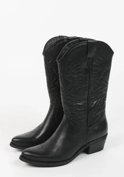 Zwarte Cowboylaarzen Met Sierstiksels^Sacha Best