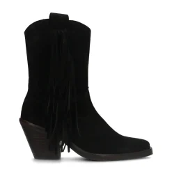 Zwarte Cowboylaarzen Met Hak En Franjes^Sacha Store