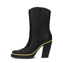 Zwarte Enkellaarsjes Met Hak En Gele Details^Sacha Outlet