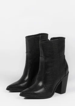 Zwarte Enkellaarsjes Met Snakeskin^Sacha Cheap