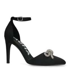 Zwarte Gesloten Pumps Met Zilverkleurige Strass Strik^Sacha Cheap