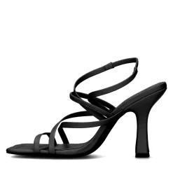 Zwarte Hak Sandalen Met Bandjes En Carre Neus^Sacha Fashion