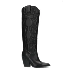 Zwarte Hoge Leren Cowboylaarzen^Sacha New
