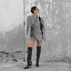 Zwarte Hoge Leren Laarzen^Sacha Hot