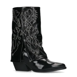 Zwarte Lakleer Enkellaarsjes Met Flap^Sacha Cheap