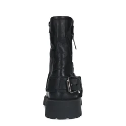 Zwarte Leren Biker Boots Met Zilverkleurige Buckle^Sacha Cheap