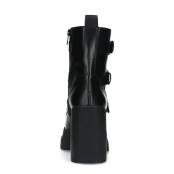 Zwarte Leren Biker Boots Met Plateau Hak^Sacha Store