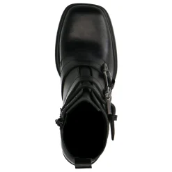 Zwarte Leren Biker Boots Met Plateau Hak^Sacha Store