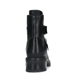 Zwarte Leren Biker Boots Met Zilverkleurige Gespen^Sacha Store