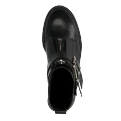 Zwarte Leren Biker Boots Met Zilverkleurige Gespen^Sacha Store