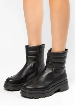 Zwarte Leren Boots Met Puffer Details^Sacha Hot
