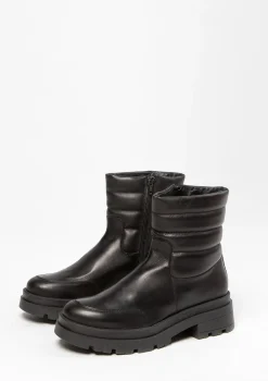 Zwarte Leren Boots Met Puffer Details^Sacha Hot